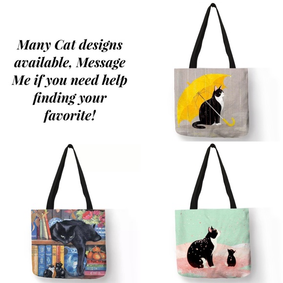 Eco-Friendly Gray Tabby Cat on a Black Folding Tote Bag - Picture 14 of 16